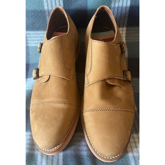 Men\'s Bar III Baxter Double Monk Tan Leather Shoes Size 10